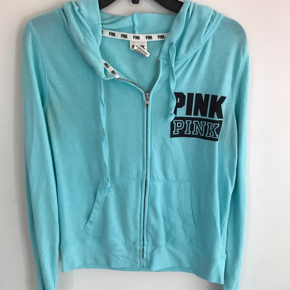 Aqua/light blue zip up sweatshirt, size medium